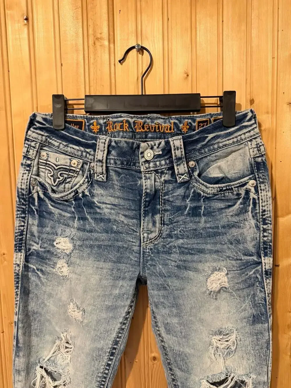 Rock Revival Women's Distressed Acid Wash Skinny Jeans 27-28